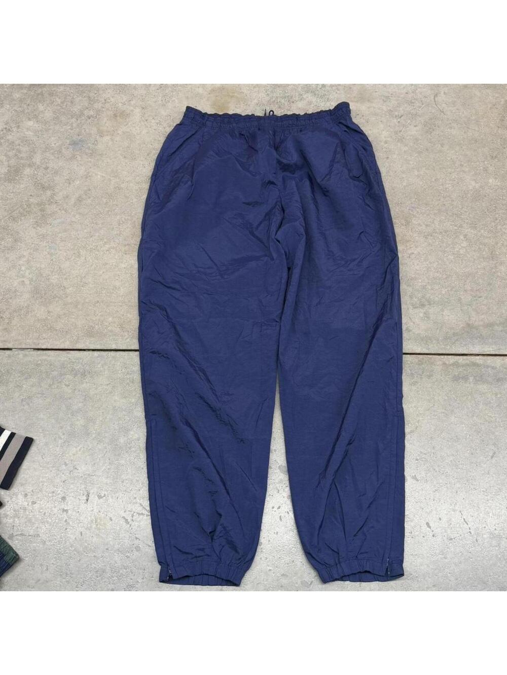 vintage nike tonal navy blue small swoosh track pants size xl
